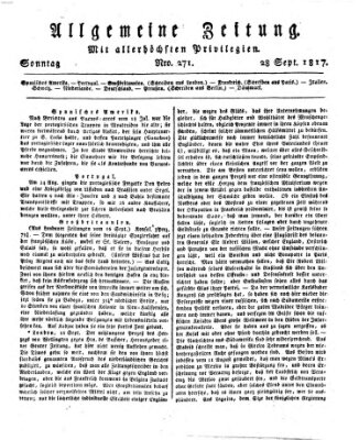 Allgemeine Zeitung Sonntag 28. September 1817