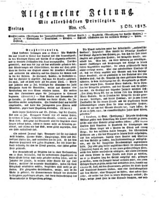 Allgemeine Zeitung Freitag 3. Oktober 1817