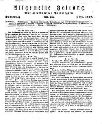 Allgemeine Zeitung Donnerstag 9. Oktober 1817