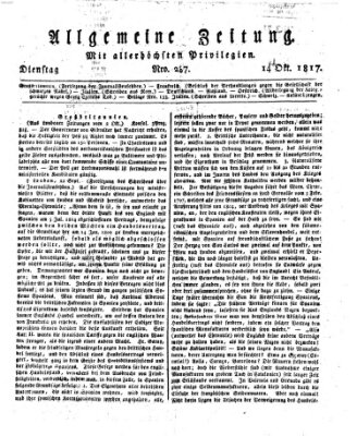 Allgemeine Zeitung Dienstag 14. Oktober 1817