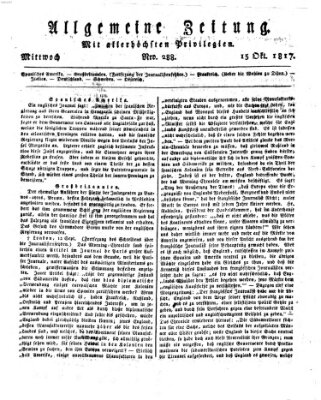 Allgemeine Zeitung Mittwoch 15. Oktober 1817