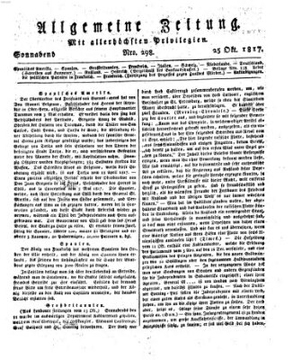 Allgemeine Zeitung Samstag 25. Oktober 1817