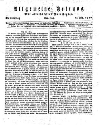 Allgemeine Zeitung Donnerstag 30. Oktober 1817