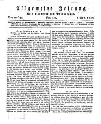 Allgemeine Zeitung Donnerstag 6. November 1817