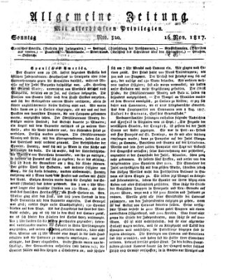 Allgemeine Zeitung Sonntag 16. November 1817