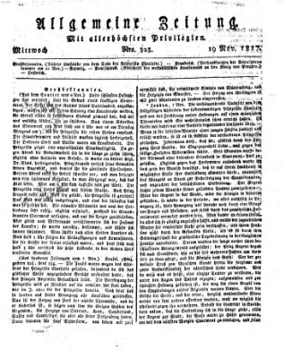 Allgemeine Zeitung Mittwoch 19. November 1817