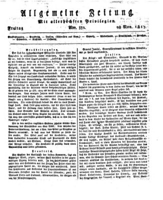 Allgemeine Zeitung Freitag 28. November 1817