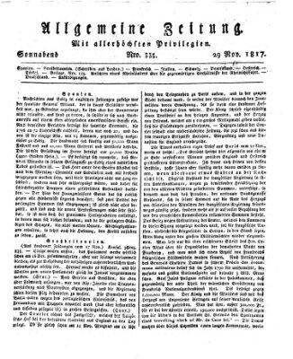 Allgemeine Zeitung Samstag 29. November 1817