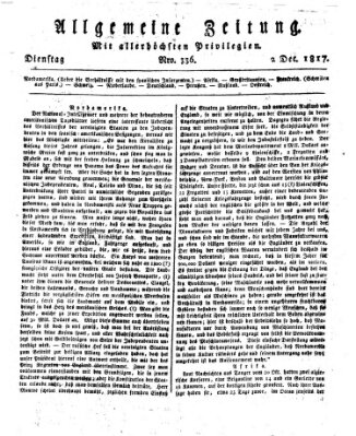 Allgemeine Zeitung Dienstag 2. Dezember 1817