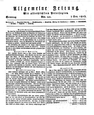 Allgemeine Zeitung Sonntag 7. Dezember 1817