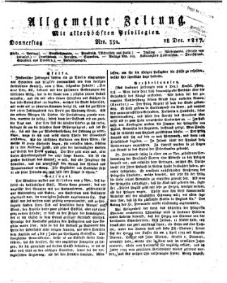 Allgemeine Zeitung Donnerstag 18. Dezember 1817