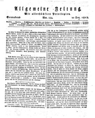 Allgemeine Zeitung Samstag 20. Dezember 1817