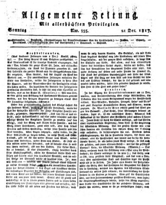 Allgemeine Zeitung Sonntag 21. Dezember 1817