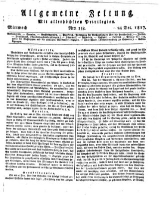 Allgemeine Zeitung Mittwoch 24. Dezember 1817