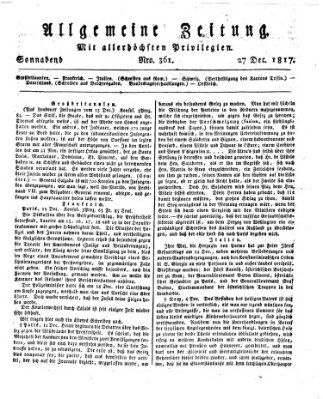 Allgemeine Zeitung Samstag 27. Dezember 1817