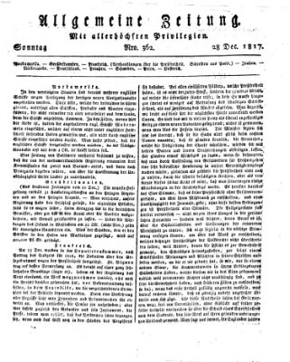 Allgemeine Zeitung Sonntag 28. Dezember 1817