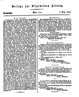 Allgemeine Zeitung Donnerstag 7. August 1817