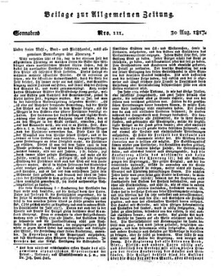 Allgemeine Zeitung Samstag 30. August 1817