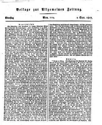 Allgemeine Zeitung Dienstag 2. September 1817