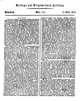 Allgemeine Zeitung Samstag 13. September 1817