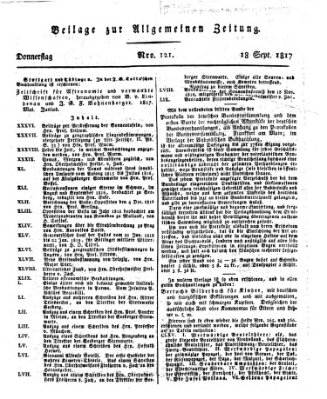 Allgemeine Zeitung Donnerstag 18. September 1817