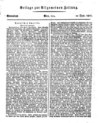 Allgemeine Zeitung Samstag 20. September 1817