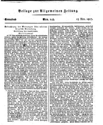 Allgemeine Zeitung Samstag 15. November 1817