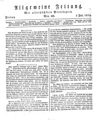 Allgemeine Zeitung Freitag 2. Juli 1819