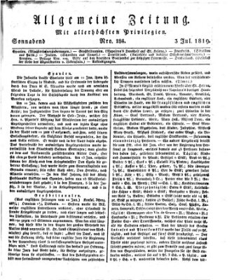 Allgemeine Zeitung Samstag 3. Juli 1819