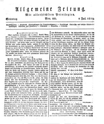 Allgemeine Zeitung Sonntag 4. Juli 1819