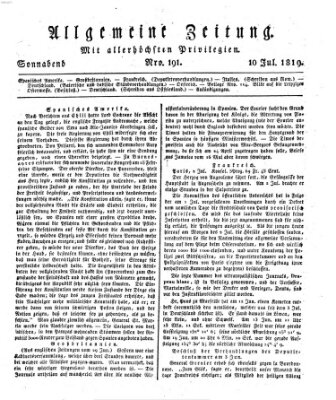 Allgemeine Zeitung Samstag 10. Juli 1819