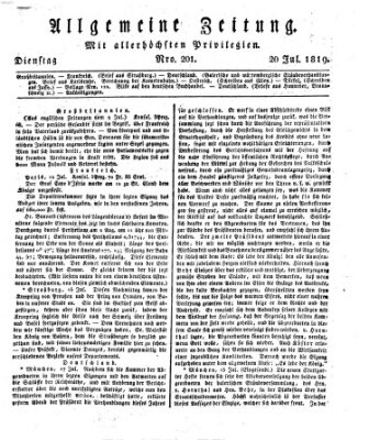 Allgemeine Zeitung Dienstag 20. Juli 1819