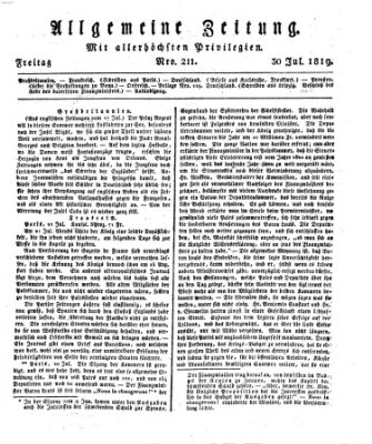 Allgemeine Zeitung Freitag 30. Juli 1819