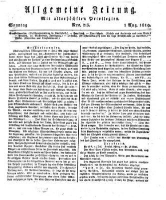 Allgemeine Zeitung Sonntag 1. August 1819