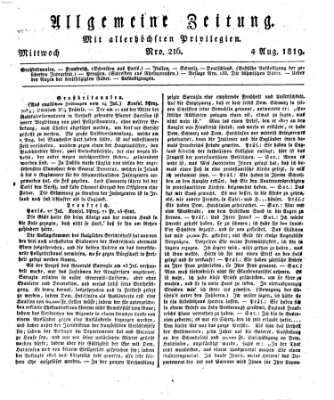 Allgemeine Zeitung Mittwoch 4. August 1819