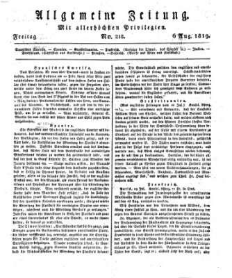 Allgemeine Zeitung Freitag 6. August 1819