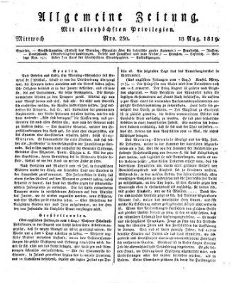 Allgemeine Zeitung Mittwoch 18. August 1819