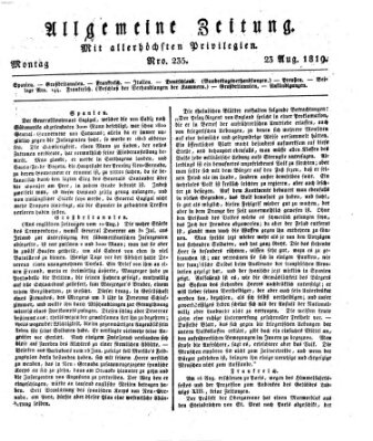 Allgemeine Zeitung Montag 23. August 1819