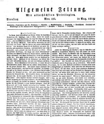 Allgemeine Zeitung Dienstag 24. August 1819