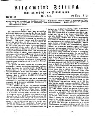 Allgemeine Zeitung Sonntag 29. August 1819