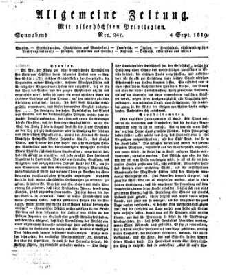 Allgemeine Zeitung Samstag 4. September 1819