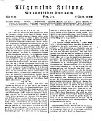 Allgemeine Zeitung Montag 6. September 1819