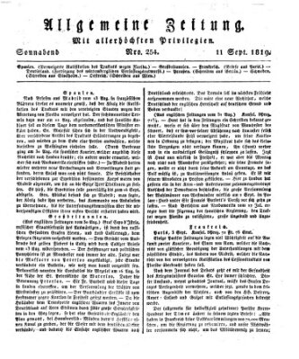 Allgemeine Zeitung Samstag 11. September 1819