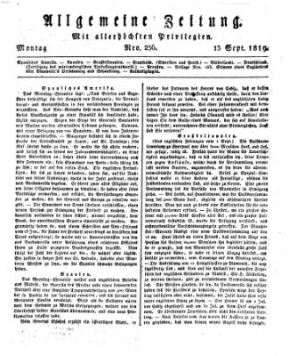 Allgemeine Zeitung Montag 13. September 1819