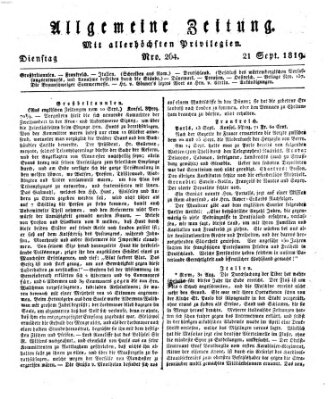 Allgemeine Zeitung Dienstag 21. September 1819