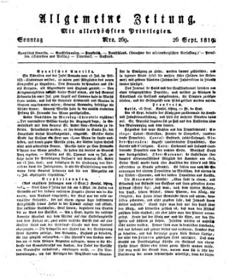 Allgemeine Zeitung Sonntag 26. September 1819