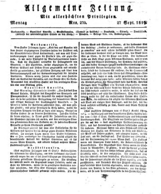 Allgemeine Zeitung Montag 27. September 1819