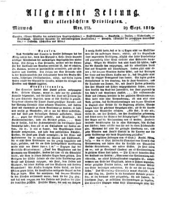 Allgemeine Zeitung Mittwoch 29. September 1819