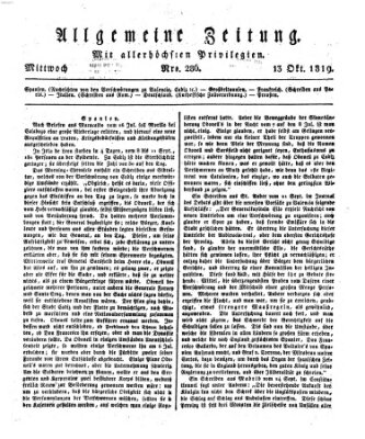 Allgemeine Zeitung Mittwoch 13. Oktober 1819