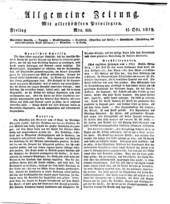 Allgemeine Zeitung Freitag 15. Oktober 1819